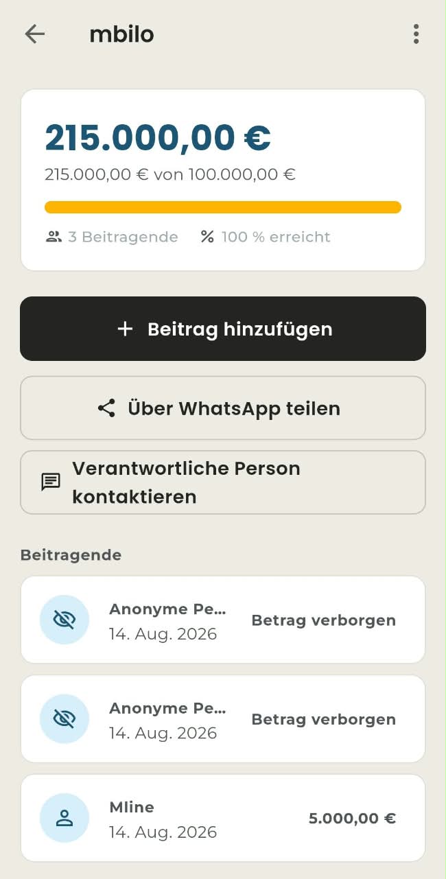 Detailansicht einer Sammelaktion